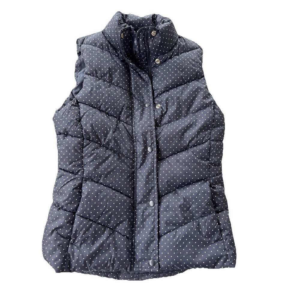 Gap Quilted Puffer Vest Women XS‎ Polka Swiss Dot Snap Front Fall Winter Outdoor